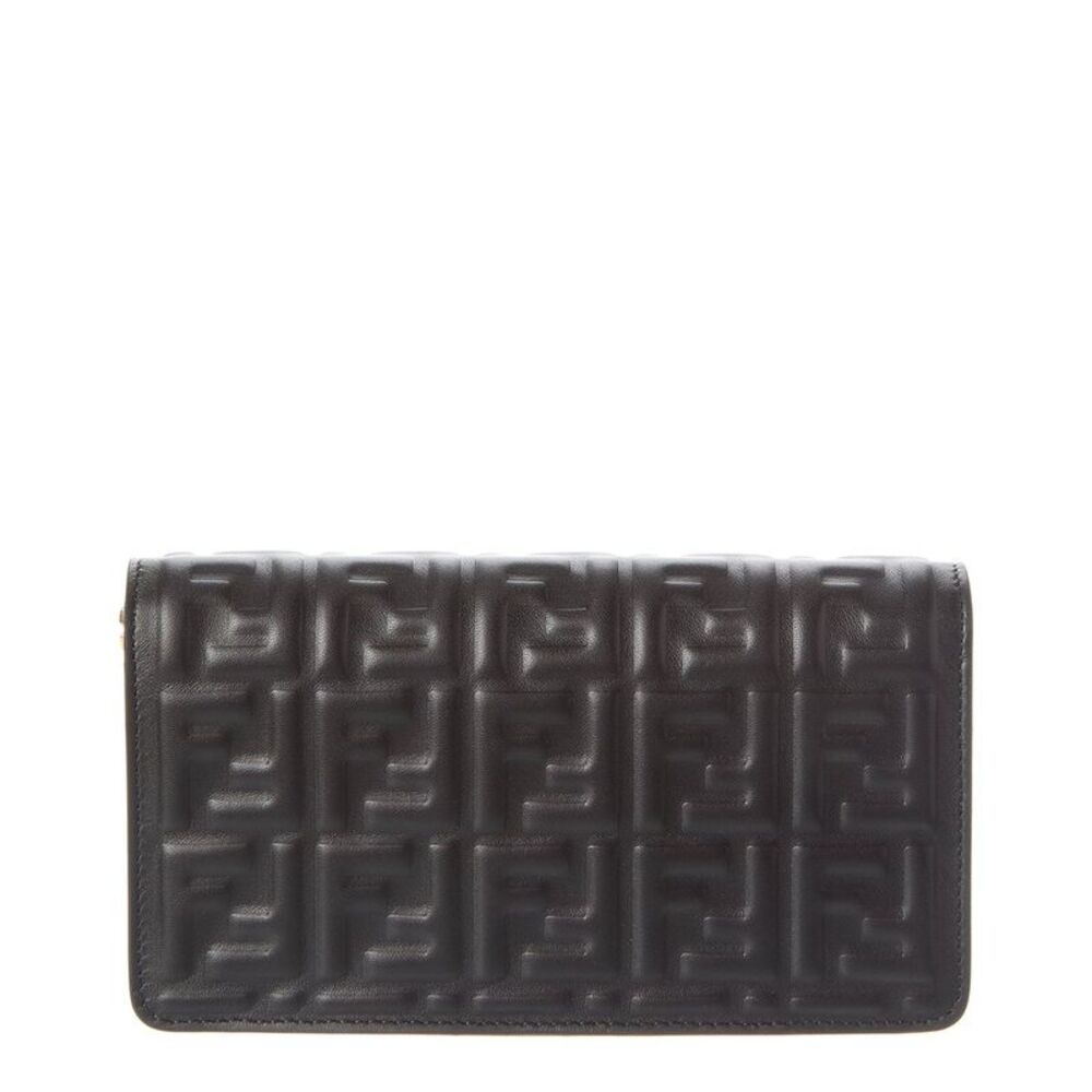 Fendi Baguette Ff Leather Wallet On Chain, Black - Picture 2 of 4